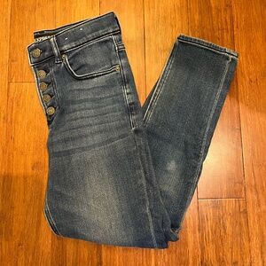 Express 0S Ankle Legging Jeans Super High Rise Stretch W/Button Fly